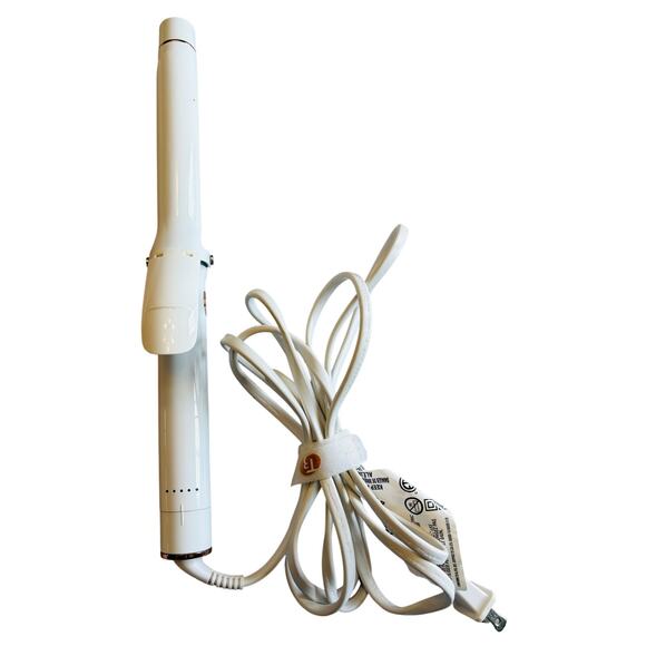 T3 SinglePass Curl 1” Ceramic Long Barrel Curling & Wave Iron White & Rose Gold